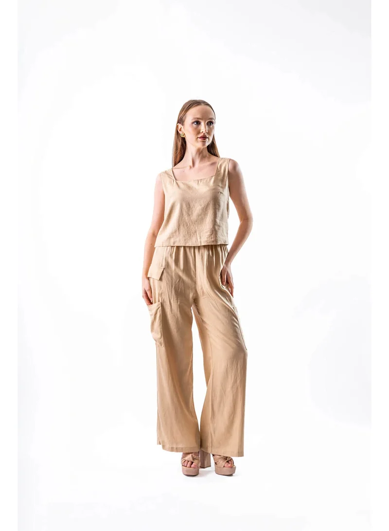 توترندس بنطلون بيج من الكتان